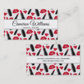 Jouw naam toevoegen | Lipstick en lips poka Dot Pa Visitekaartje (Voorkant / Achterkant)