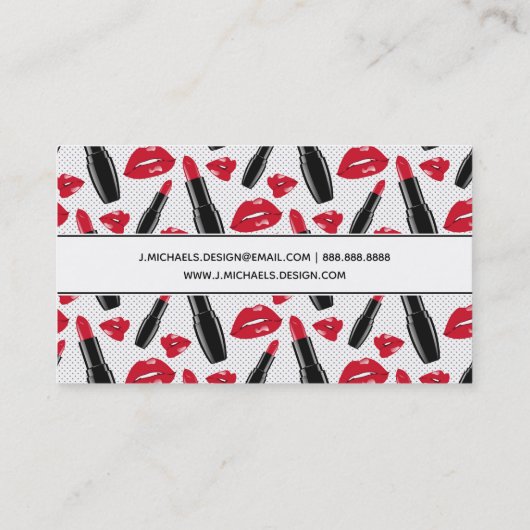 Jouw naam toevoegen | Lipstick en lips poka Dot Pa Visitekaartje (Achterkant)