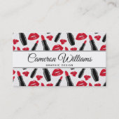 Jouw naam toevoegen | Lipstick en lips poka Dot Pa Visitekaartje (Voorkant)