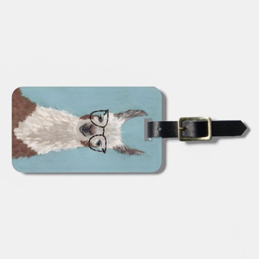 Jouw naam toevoegen | Llama - Overmaatse bril Bagagelabel (Voorkant horizontaal)