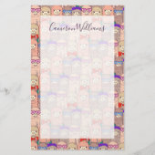 Jouw naam toevoegen | Llama-patroon met Trendy-dru Briefpapier (Voorkant)