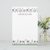 Jouw naam toevoegen | Llama Stripe Pattern Briefpapier (Staand voorkant)