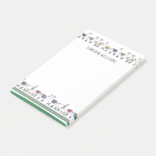 Jouw naam toevoegen | Llama Stripe Pattern Post-it® Notes (Schuin)