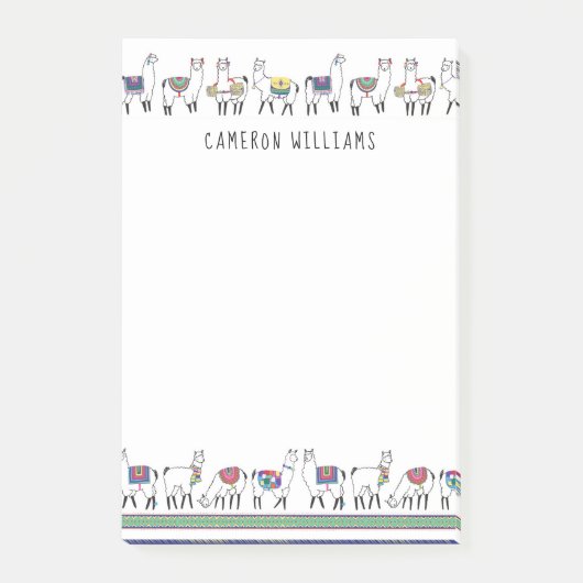 Jouw naam toevoegen | Llama Stripe Pattern Post-it® Notes (Voorkant)