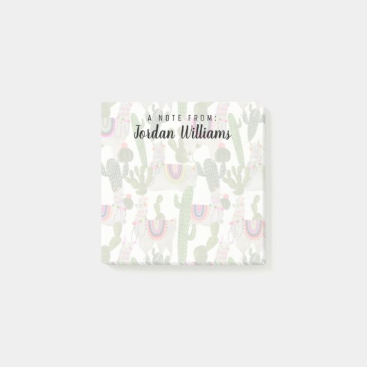 Jouw naam toevoegen | Llamarama Collectie Pattern Post-it® Notes (Voorkant)