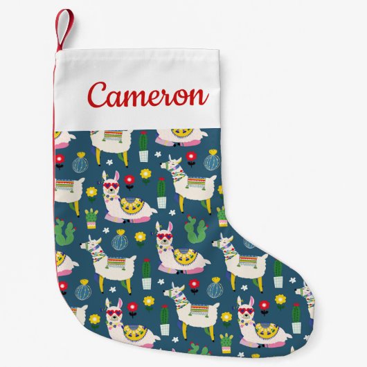 Jouw naam toevoegen | Llamas in zonnebrillen Kleine Kerstsok (Voorkant)