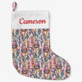 Jouw naam toevoegen | Llamas on Stripes Pattern Kleine Kerstsok (Voorkant)