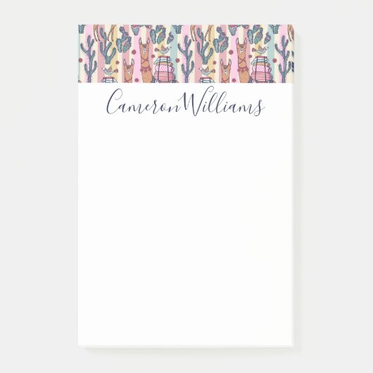 Jouw naam toevoegen | Llamas on Stripes Pattern Post-it® Notes (Voorkant)