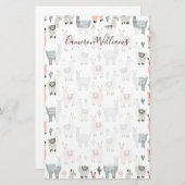 Jouw naam toevoegen | Llamas-patroon glimlachen Briefpapier (Voorkant / Achterkant)