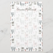 Jouw naam toevoegen | Llamas-patroon glimlachen Briefpapier (Voorkant)