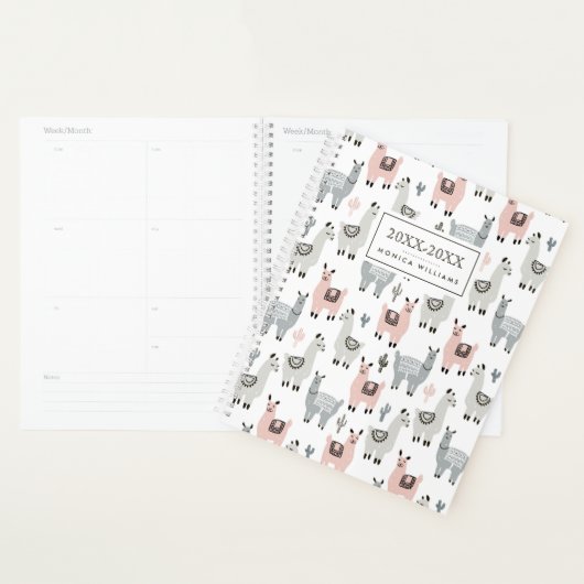 Jouw naam toevoegen | Llamas-patroon glimlachen Planner (Display)