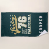 Jouw naam toevoegen | Longbordsurfen | Californië  Strandlaken (Voorkant)