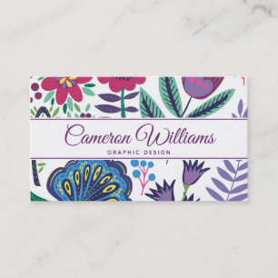 Jouw naam toevoegen Magenta Folk Art Floral Patt Visitekaartje