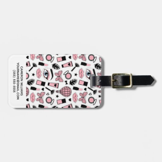 Jouw naam toevoegen | Makeup Sticker Pattern Bagagelabel (Voorkant horizontaal)
