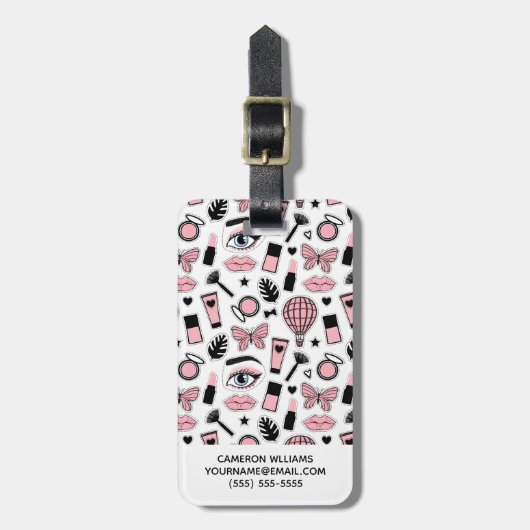 Jouw naam toevoegen | Makeup Sticker Pattern Bagagelabel (Voorkant verticaal)