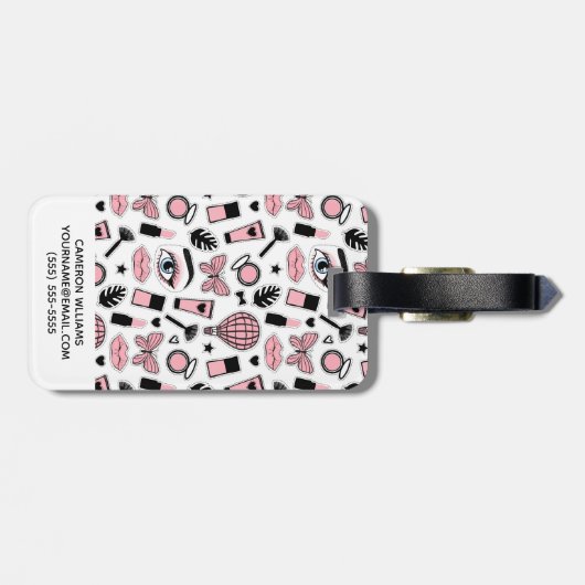 Jouw naam toevoegen | Makeup Sticker Pattern Bagagelabel (Achterkant horizontaal)