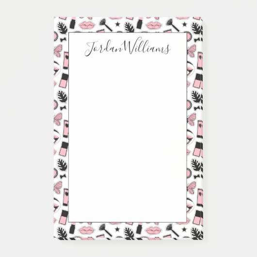 Jouw naam toevoegen | Makeup Sticker Pattern Post-it® Notes (Voorkant)