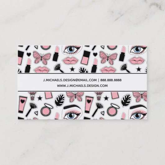 Jouw naam toevoegen | Makeup Sticker Pattern Visitekaartje (Achterkant)