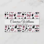 Jouw naam toevoegen | Makeup Sticker Pattern Visitekaartje (Voorkant)