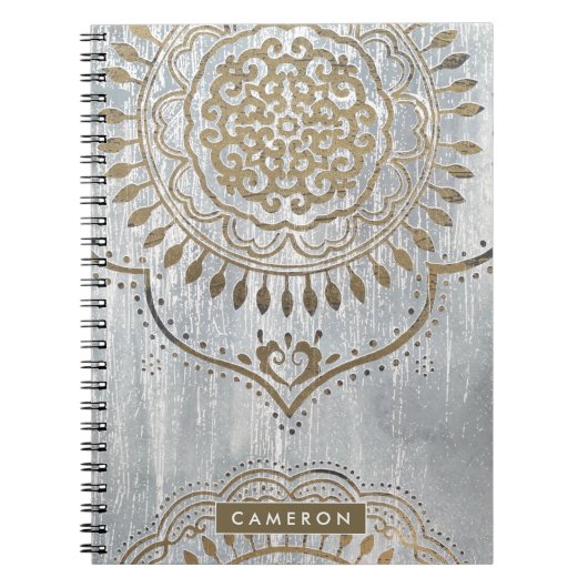 Jouw naam toevoegen | Mandala Gold Design Notitieboek (Voorkant)