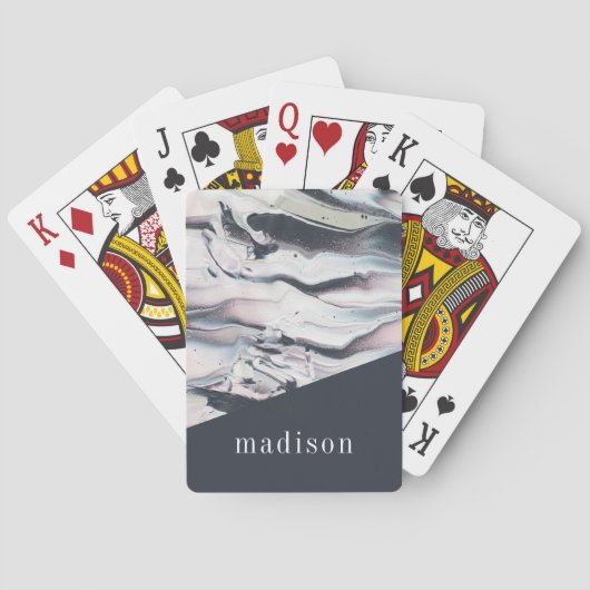 Jouw naam toevoegen | Marbling V Crop Pokerkaarten (Achterkant)