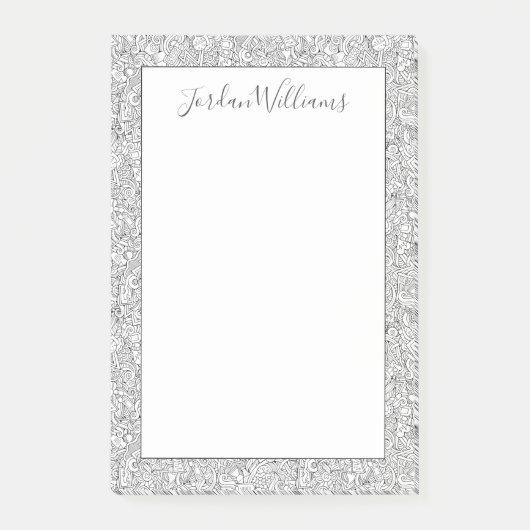 Jouw naam toevoegen | Medisch B&W patroon Post-it® Notes (Voorkant)