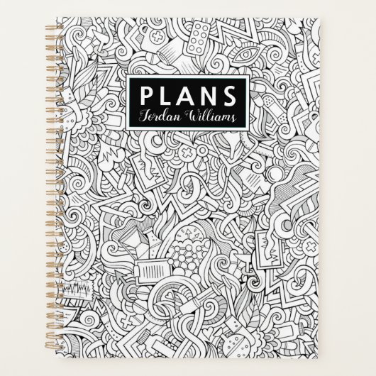 Jouw naam toevoegen | Medische B&W-patroon Planner (Voorkant)