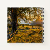 Jouw naam toevoegen | Misty Dawn in een bos Notitieboek (Achterkant)