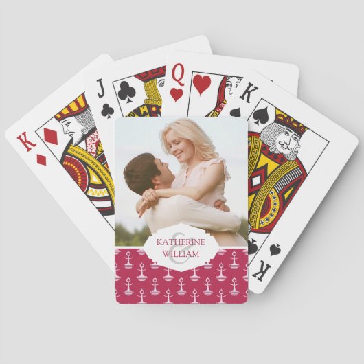 Jouw naam toevoegen | Modern Anchors Pattern Pokerkaarten (Achterkant)