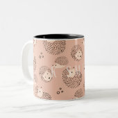 Jouw naam toevoegen | Modern Cute Hedgel Pattern Tweekleurige Koffiemok (Voorkant links)