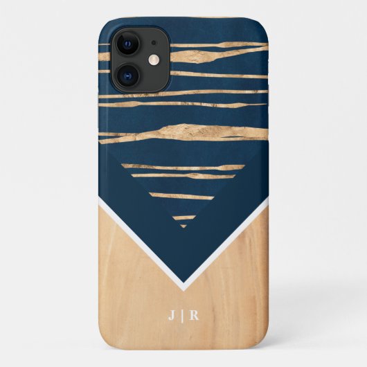 Jouw naam toevoegen | Modern marmer Pattern & Wood Case-Mate iPhone Case (Achterkant)