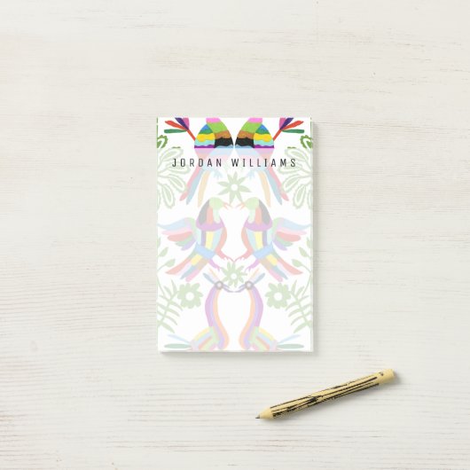 Jouw naam toevoegen | Modern Otomi Design III Post-it® Notes (Op bureau)