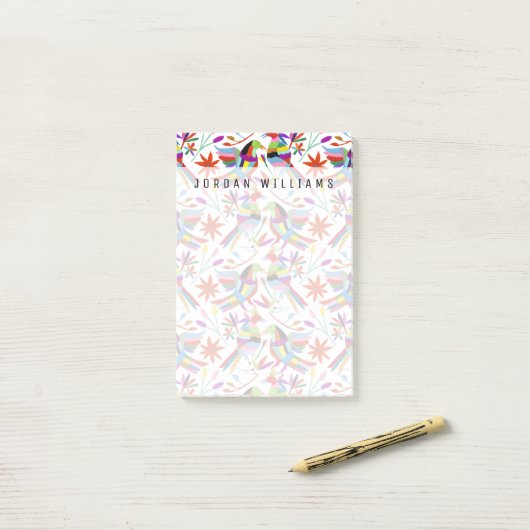 Jouw naam toevoegen | Modern Otomi Design III Post-it® Notes (Op bureau)