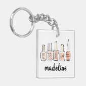 Jouw naam toevoegen | Modern Pink Nail Poolse Sche Sleutelhanger (Voorkant Links)