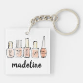 Jouw naam toevoegen | Modern Pink Nail Poolse Sche Sleutelhanger (Achterkant)