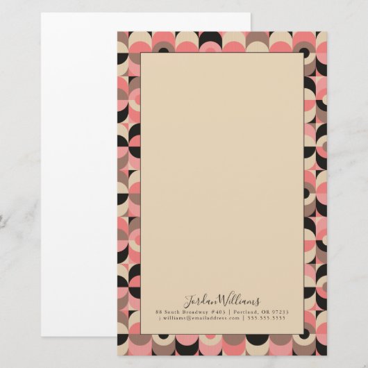 Jouw naam toevoegen | Modern roze patroon uit de m Briefpapier (Voorkant / Achterkant)