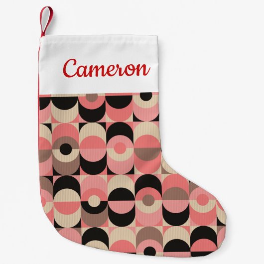 Jouw naam toevoegen | Modern roze patroon uit de m Kleine Kerstsok (Voorkant)