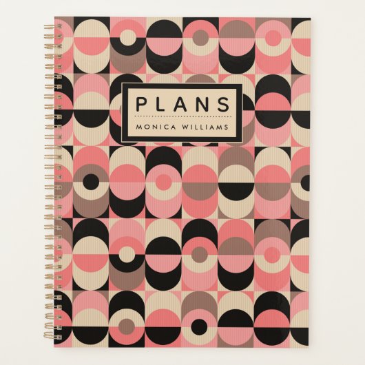 Jouw naam toevoegen | Modern roze patroon uit de m Planner (Voorkant)