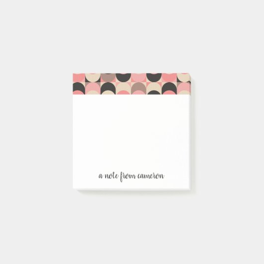 Jouw naam toevoegen | Modern roze patroon uit de m Post-it® Notes (Voorkant)