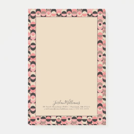 Jouw naam toevoegen | Modern roze patroon uit de m Post-it® Notes (Voorkant)