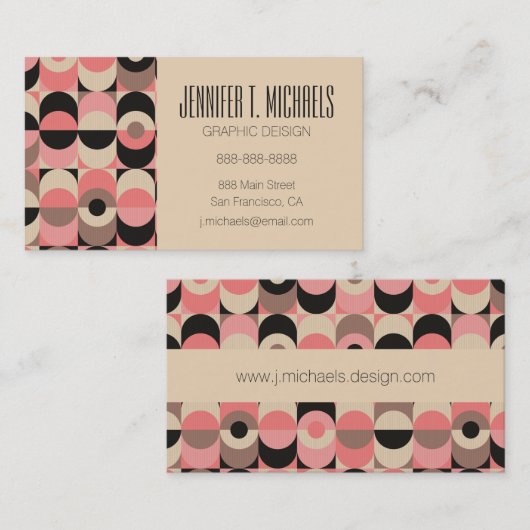 Jouw naam toevoegen | Modern roze patroon uit de m Visitekaartje (Voorkant / Achterkant)