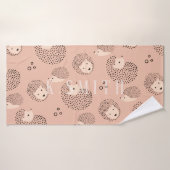 Jouw naam toevoegen | Modern Schattige Hedgehog Pa Badhanddoek (Badhanddoek)
