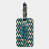 Jouw naam toevoegen | Moderne Blauwgroen en koraal Bagagelabel (Achterkant verticaal)