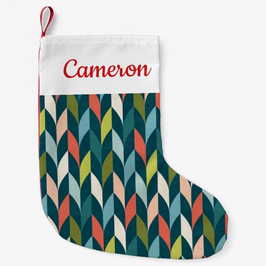 Jouw naam toevoegen | Moderne Blauwgroen en koraal Kleine Kerstsok (Voorkant)