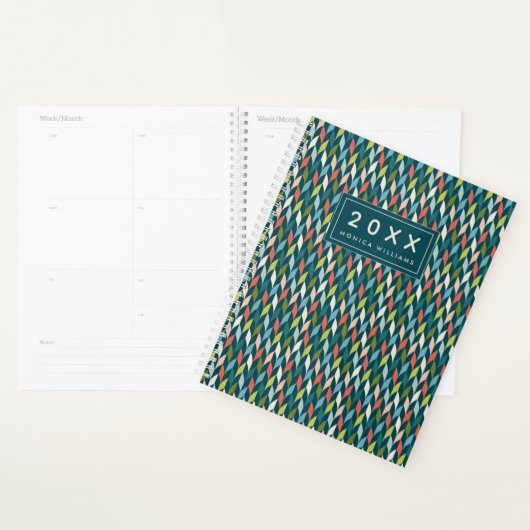 Jouw naam toevoegen | Moderne Blauwgroen en koraal Planner (Display)
