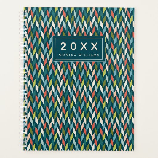 Jouw naam toevoegen | Moderne Blauwgroen en koraal Planner (Voorkant)