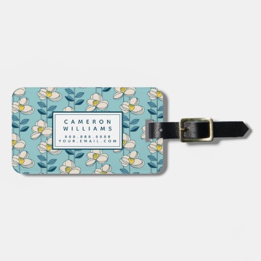 Jouw naam toevoegen | Moderne en middeleeuwse bloe Bagagelabel (Voorkant horizontaal)