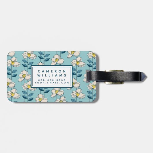 Jouw naam toevoegen | Moderne en middeleeuwse bloe Bagagelabel (Achterkant horizontaal)