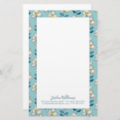 Jouw naam toevoegen | Moderne en middeleeuwse bloe Briefpapier (Voorkant / Achterkant)