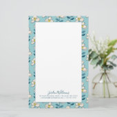 Jouw naam toevoegen | Moderne en middeleeuwse bloe Briefpapier (Staand voorkant)